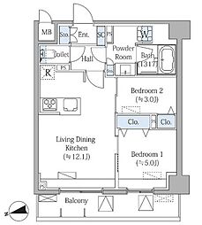 グランドマークレジデンス大森 2LDKの間取図画像