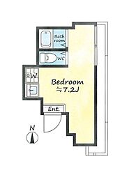 TAWAMAN白金 4階ワンルームの間取り