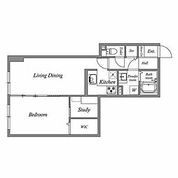 オーパスホームズ白山 10階1LDKの間取り