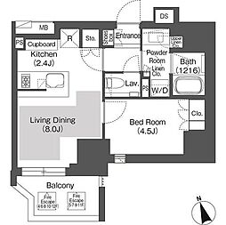 ベルビュー千代田飯田橋 9階1LDKの間取り