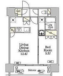 ジオエント白金台 1101 2階1LDKの間取り