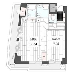 イトーピア六本木 7階1LDKの間取り