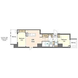 エスレジデンス浅草ディバース 10階2LDKの間取り