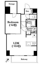 ロイジェント上野桜木 5階1SLDKの間取り