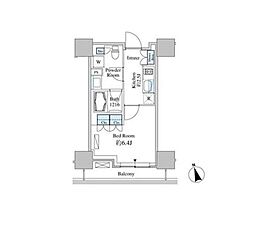 ベルファース芝浦タワー 11階1Kの間取り