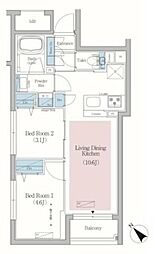 アーバネックス文京小石川 2階2LDKの間取り