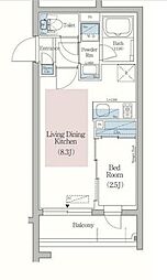 アーバネックス文京小石川 5階1LDKの間取り