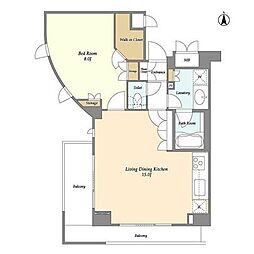 オーキッドレジデンス神楽坂 3階1LDKの間取り