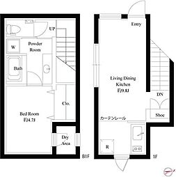 スクエアコート早稲田 1階1LDKの間取り