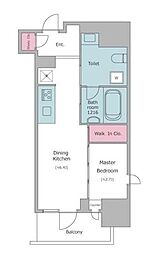 クロスレジデンス神田神保町 11階1DKの間取り