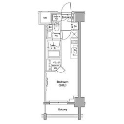 ザ・パークハビオ西大井 4階ワンルームの間取り