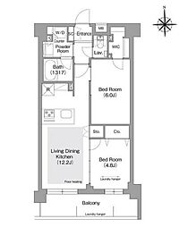コンフォリア・リヴ文京護国寺 2LDKの間取図画像