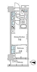 パークアクシス木場キャナル 7階1DKの間取り