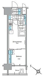 ルフォンプログレ西大井プレミア 13階1DKの間取り