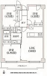 コスモリード学芸大学 3階3LDKの間取り