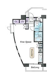 フリーディオ大崎 8階ワンルームの間取り