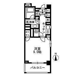レジディア中落合 2階1Kの間取り