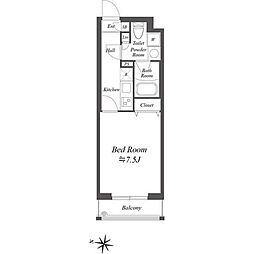 グランデュオ祖師谷2 2階1Kの間取り