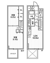 オルタナ早稲田 2階2LDKの間取り
