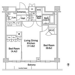 コンフォリア駒場 1階2LDKの間取り