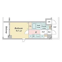 レジディア中目黒2 506 5階1Kの間取り