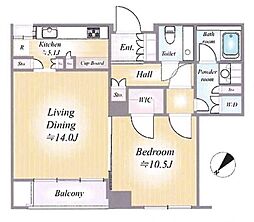 ハイレーゼ六本木三河台 3階1LDKの間取り