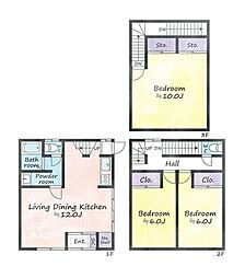 品川区二葉テラスハウス 3LDKの間取り