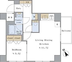 ブリリアイスト文京茗荷谷 5階1LDKの間取り