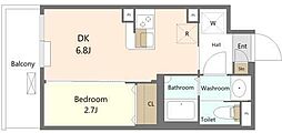 エスグランデ大森 2階1DKの間取り