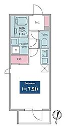 レジディア文京小石川 2階ワンルームの間取り
