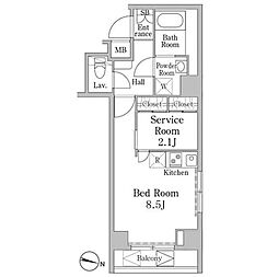 ヴァンクール岩本町 4階ワンルームの間取り