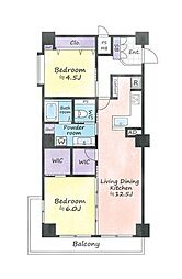 松涛パークハウス 4階2LDKの間取り
