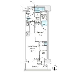 フロンティアレジデンス錦糸公園 2LDKの間取図画像