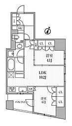ディームス大手町ノース 11階2LDKの間取り