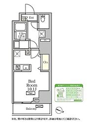 コートレジデンス南大塚 10階ワンルームの間取り