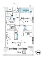 J.GRANCourt品川西大井WEST 4階2LDKの間取り