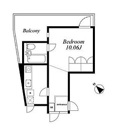 グリーンテラス元代々木 4階1Kの間取り