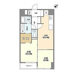 パス仲六郷 1階2LDKの間取り