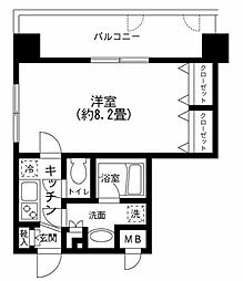 プライムアーバン田町 6階1Kの間取り