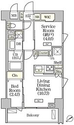 オルサス清澄白河リバーフロント 2階1SLDKの間取り