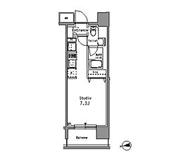 パークアクシス亀戸中央公園 13階ワンルームの間取り
