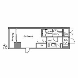 HF東新宿レジデンス 4階1Kの間取り