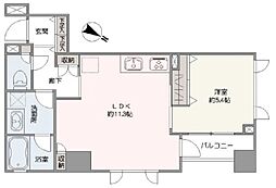 グランドパーク恵比寿センシュアス 9階1LDKの間取り