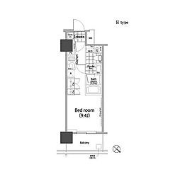パークハビオ赤坂タワー 12階ワンルームの間取り