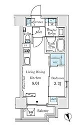 イプセ御成門 9階1LDKの間取り