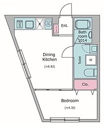 ラクラス中野弥生町 1階1DKの間取り