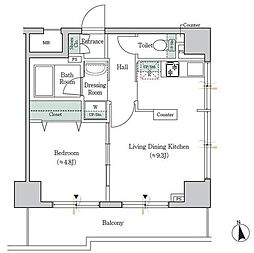 ワンルーフフラット戸越 11階1LDKの間取り