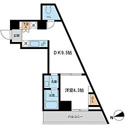 レジデンス雪谷大塚 2階1DKの間取り