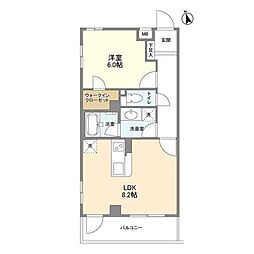 プラムガーデン関根 210 2階1LDKの間取り