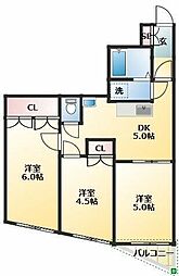 ファーストパークレジデンス 5階3DKの間取り